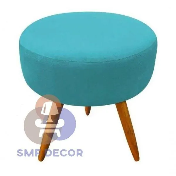 Puff Redondo Descanso Para Os Pés Com Pézinho Palito Smf Decor azul Turquesa