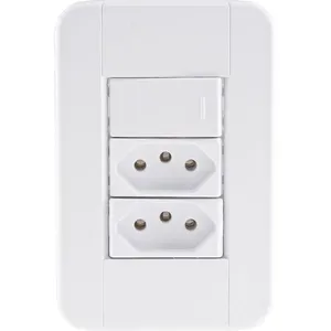 Conjunto 4x2 com 1 Interruptor Simples 10 A 250 V e 2 Tomadas 2P+T 10 A 250 V Tramontina Tablet Branco