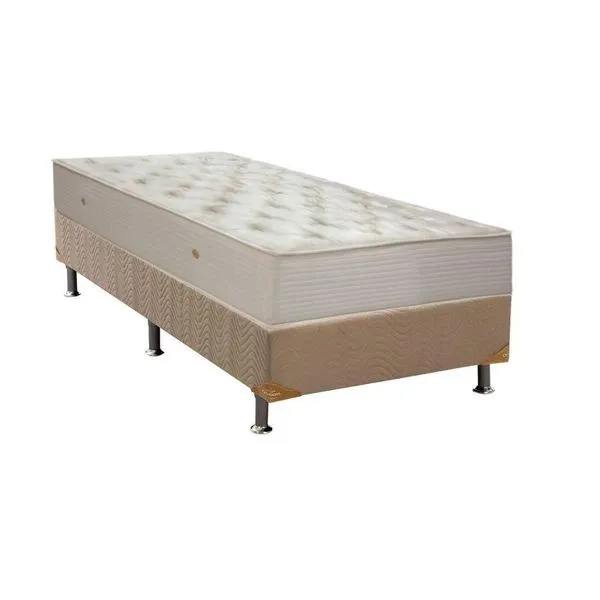 Kit Cama Box Solteiro Orthotel SLX Molas Ensacadas Suede Bege Ortobom