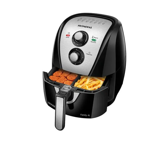 Fritadeira Sem Óleo Com Divisória Air Fryer 4L Mondial Preto/Inox 1500W - AFD-40-BI 220V