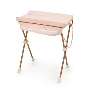 Banheira de Bebê Plástica Galzerano Classic 7045 com Trocador e Suporte Rosê