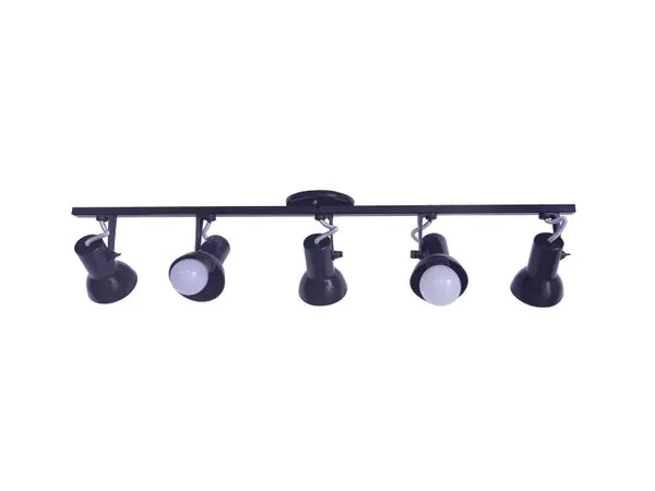 Luminária Trilho de Spot 5 Lâmpadas 60W Polipropileno Luz Vita Preto Bivolt