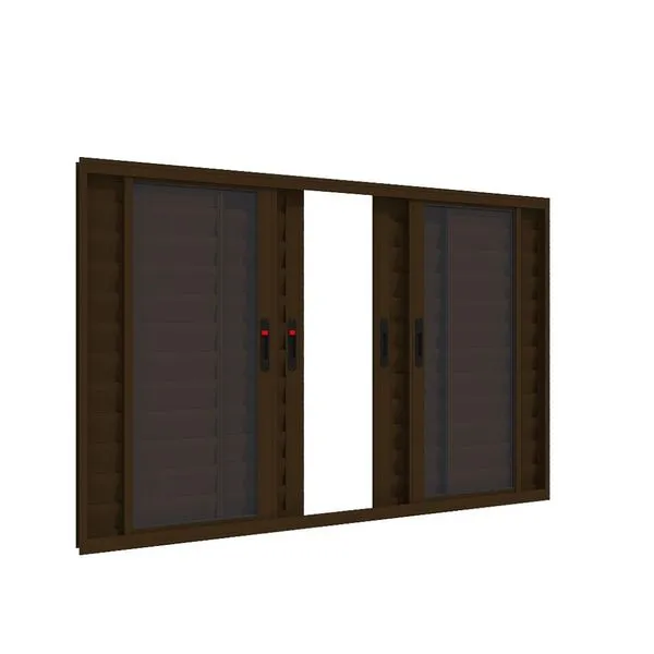 Janela com Veneziana de Alumínio 6 Folhas Bronze - 100x150