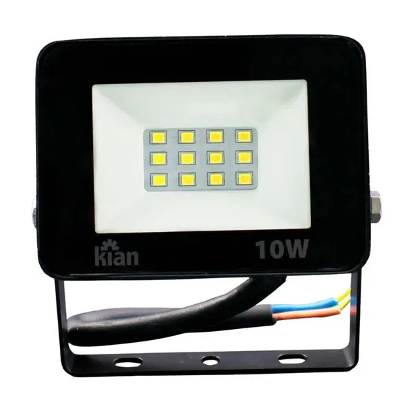 Refletor LED de Alumínio IP65 10W 600 Lúmens Bivolt Kian Refletor de LED 10W IP65 600 Lúmens Luz Amarela