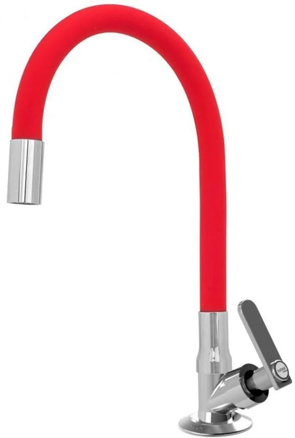 Torneira Pia Cozinha de Plástico Romar de Mesa Bica Móvel Collorflex Red Pratic Cromado Dn15
