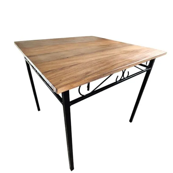 Mesa De Jantar artesanal Ferro E Madeira 4 Lugares Quadrada Tamanho 90x90cm