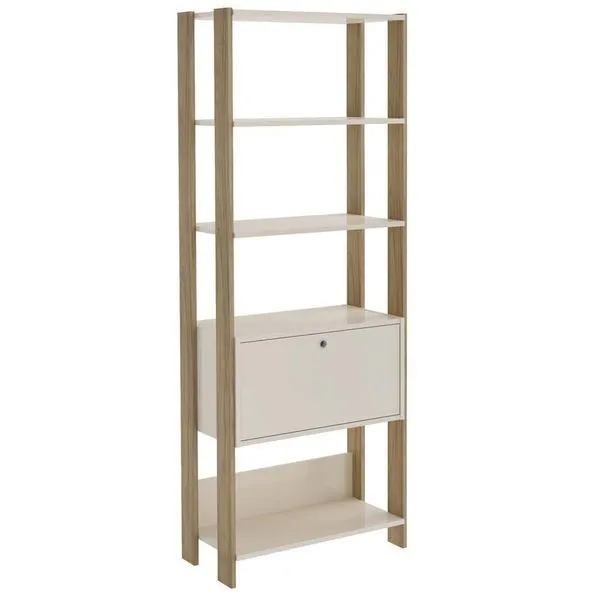 Estante Livreiro 1 Porta 166x63 Cm Arly Carvalho Off White