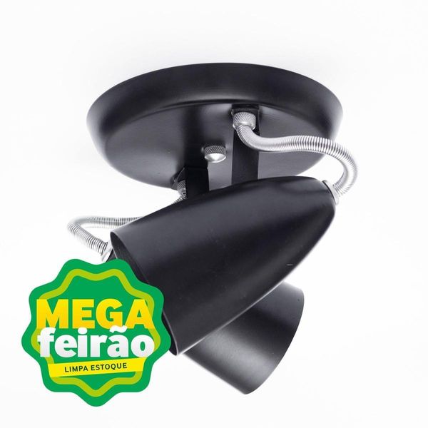 Spot de Sobrepor 2 Lâmpadas Sinsinati Até 100W Alumínio Jm 702/2Pt Preto Bivolt