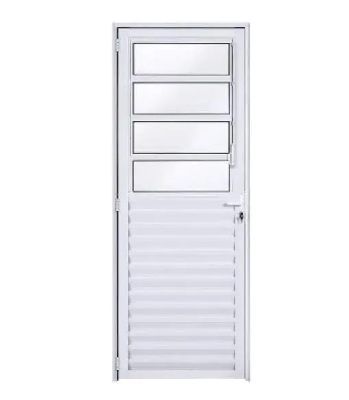 Porta de Alumínio Basculante L25 Branca Direita - 210x80