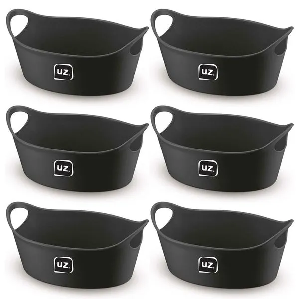 Kit 6 Cestos Batata Frita Preto 28x12cm Restaurantes Bares Lancherias Plus M Uz Utilidades