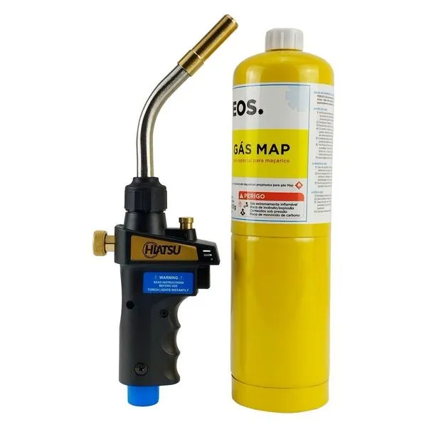 Kit Maçarico Turbo Hand Torch Hiatsu Jh-6st Com Acendimento Automático + Gás Mapp Para Maçarico 400g 1 Unidade