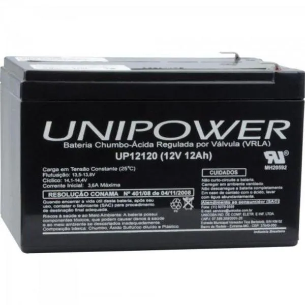 Bateria Estacionária Selada 12V/12A Vrla Up12120 Unipower