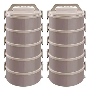 Kit 2 Marmitas Térmicas 5 Pratos Térmicos Empilháveis 1,8L Cappuccino Simonaggio