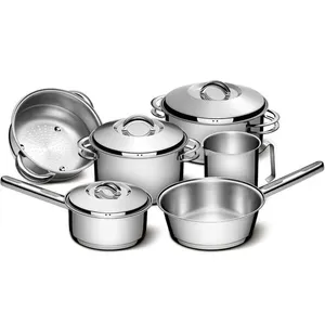 Jogo de Panelas Tramontina Solar em Aço Inox com Fundo Triplo e Tampas de Inox 6 Peças