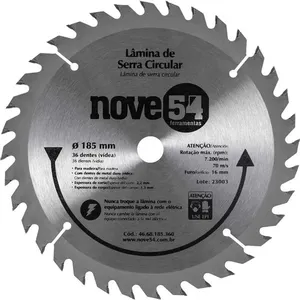 Lâmina de serra circular com 36 dentes de metal duro/vídea 185mmx16mm NOVE54
