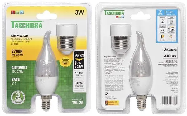 Lâmpada LED Taschibra TVL25 2700K 3W Autovolt