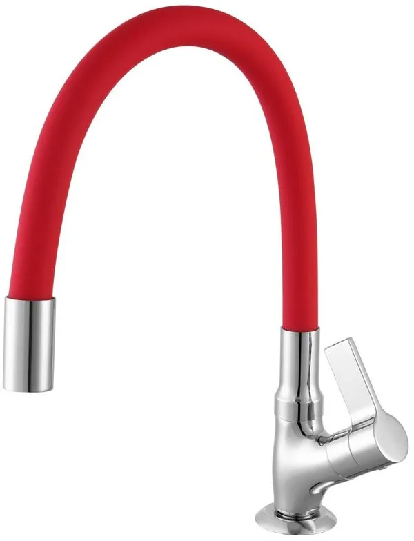 Torneira Pia Cozinha Meber de Mesa Bica Alta Móvel Cromado e Vermelho BMC36 BL