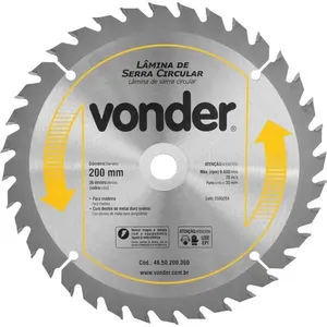 Lâmina de serra circular 200mm x 30mm 36 dentes duro/vídea - VONDER
