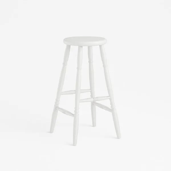 Banqueta Alta em Madeira Maciça 75cm Branco Marin Brasil