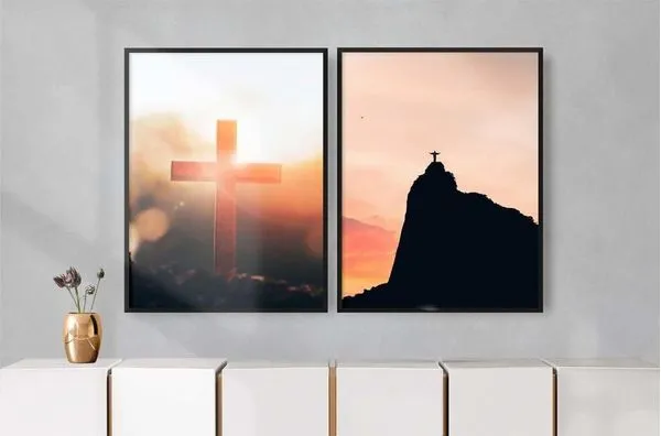 Quadro Decorativo Fé Illuminato Kit com 2 Unidades