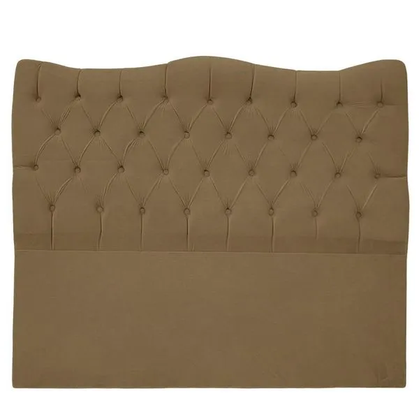 Cabeceira Casal Estofada Para Cama Box Ayla Veludo Cor Capuccino.