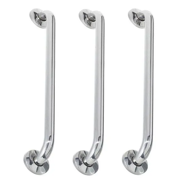 Alça De Apoio 40Cm Kit 3 Unidades Inox Barra Cadeirante Deficiente Acessibilidade Idoso Banheiro