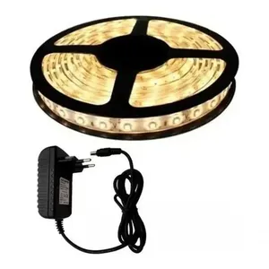 Fita Led 5050 Branco Quente Rolo 5M Com Fonte 12V 5A .