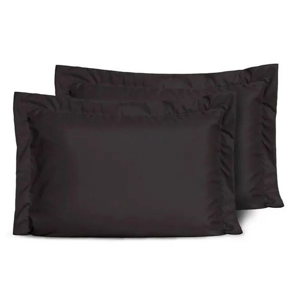 Kit Fronhas Slim Com 3 Abas Percal 200 Fios 50cm X 70cm 2 Peças - Preto
