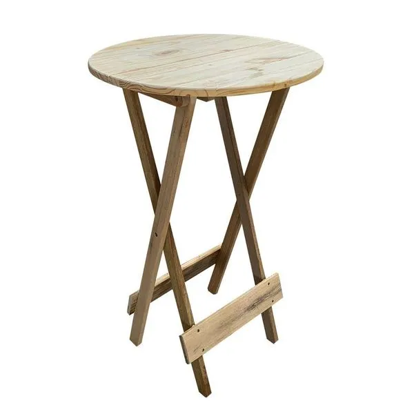 Mesa Bistrô Dobrável De Madeira Padrão - Sem Pintura/Crua - Marrom