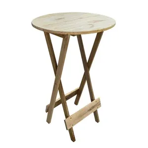 Mesa Bistrô Dobrável De Madeira Padrão - Sem Pintura/Crua - Marrom