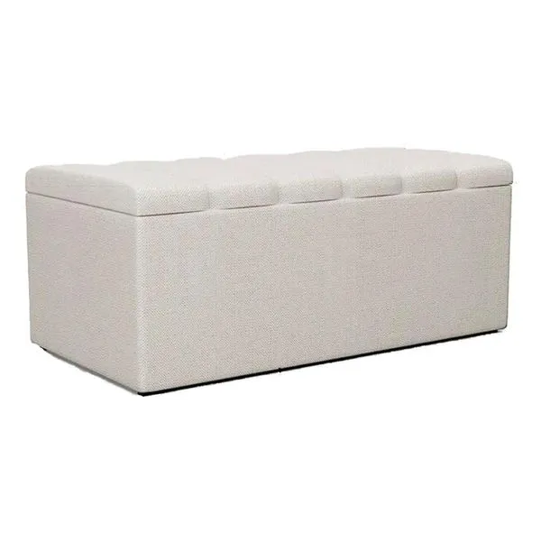 Recamier Calcadeira Bau 100 Cm Dalia Linho Champagne Artte Champagne