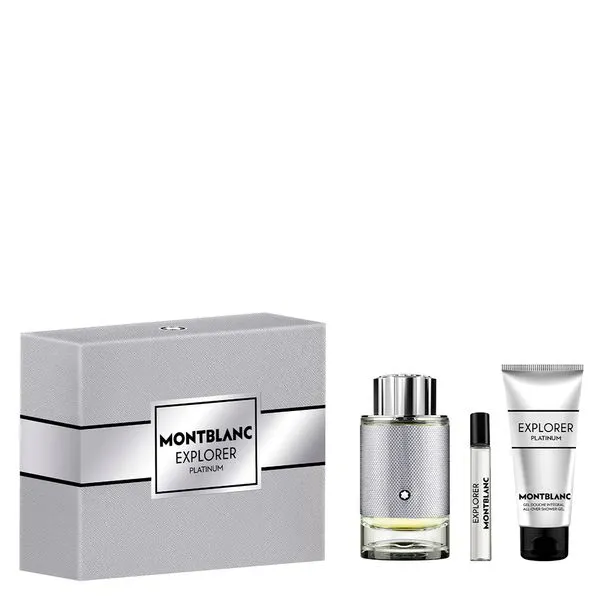 Kit Perfume Montblanc Explorer Platinum Masculino - Eau de Parfum 100ml + Miniatura 7,5ml + Gel de Banho 100ml Coffret