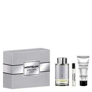 Kit Perfume Montblanc Explorer Platinum Masculino - Eau de Parfum 100ml + Miniatura 7,5ml + Gel de Banho 100ml Coffret