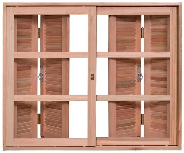 Janela de Madeira Eucalipto Rondosul Veneziana 270 120x100x12cm Vidro Quadriculado