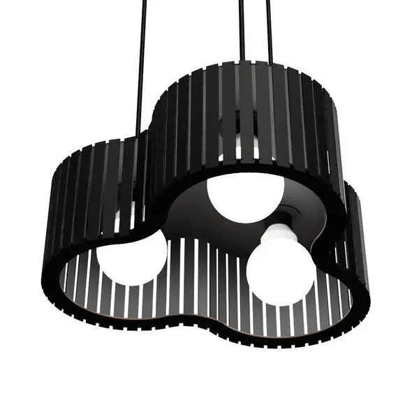 Luminária Pendente Crepusculo Modelo Ripado Preta