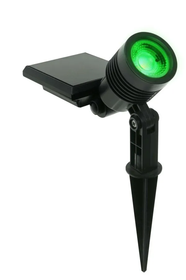 Espeto de Jardim Luminária Spot Solar 10Lm Luz Verde Abs Ecoforce 18579 Preto