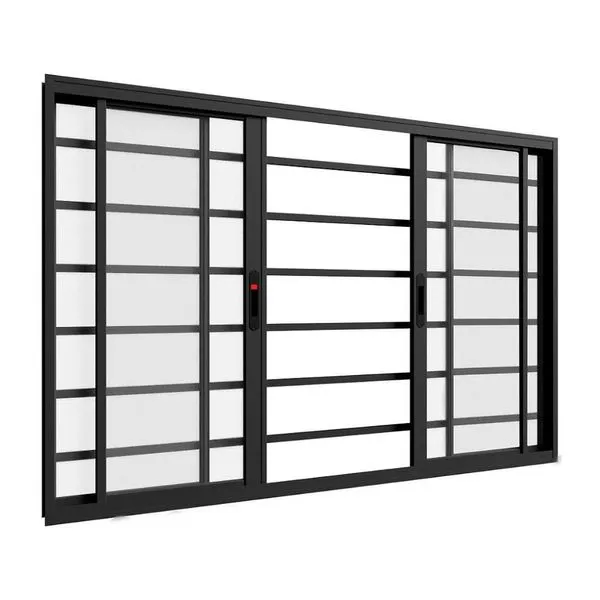 Janela de alumínio Ônix 04 folhas com grade preto - 100x150