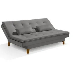 Sofá Cama Bangkok Alto Padrão P Quarto Salas Tecido Veludo Cor cinza