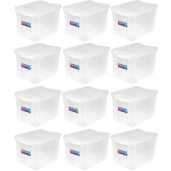 Kit 12 Caixas Organizadoras 30L Multiuso Alta Ordene Transparente Radical Color