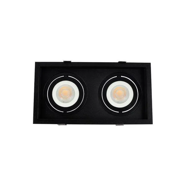 Spot De Embutir Recuado Nordecor Flea Duo Para 2 Lâmpadas Par20 E27 Bivolt Preto 6334