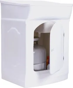 Tanque de Lavar Roupa com Gabinete 1 Porta Fibra de Vidro Fiberblue Esfregadeira Lateral Branco 33 Litros