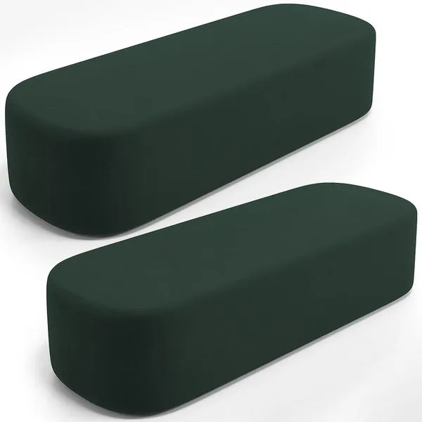 Kit 02 Puffs Decorativos Orgânicos Para Living Quarto 140cm Doha W01 Suede Verde Musgo - Lyam Decor