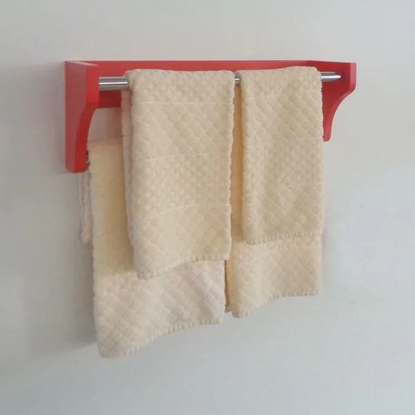 Toalheiro Duplo Suporte Cabideiro Porta Toalhas De Parede Acessório Para Banheiro Vermelho Laca