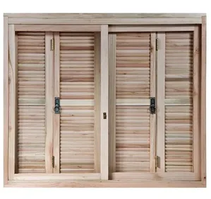 Janela de Madeira Eucalipto Rondosul Veneziana 260 120x120x12cm Vidro Liso