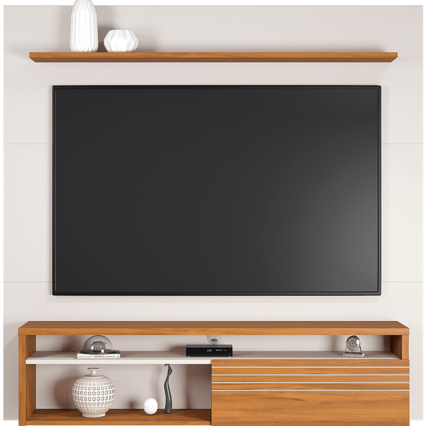 Painel NT1100 em MDP com Nicho para TV até 65'' Off White / Freijó