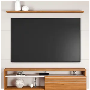 Painel NT1100 em MDP com Nicho para TV até 65'' Off White / Freijó