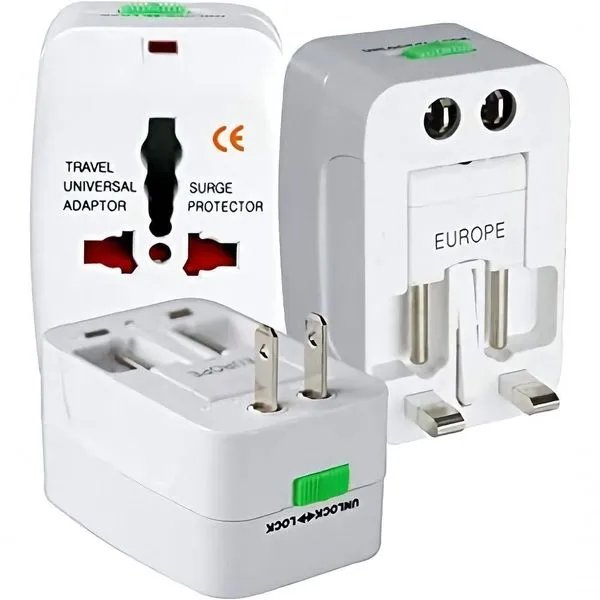 Adaptador De Tomada Universal Para Viagem Padrão Internacional Europa Uk Asia Eua Jp Au Eu Europeu 3 Pinos Mais De 150 P
