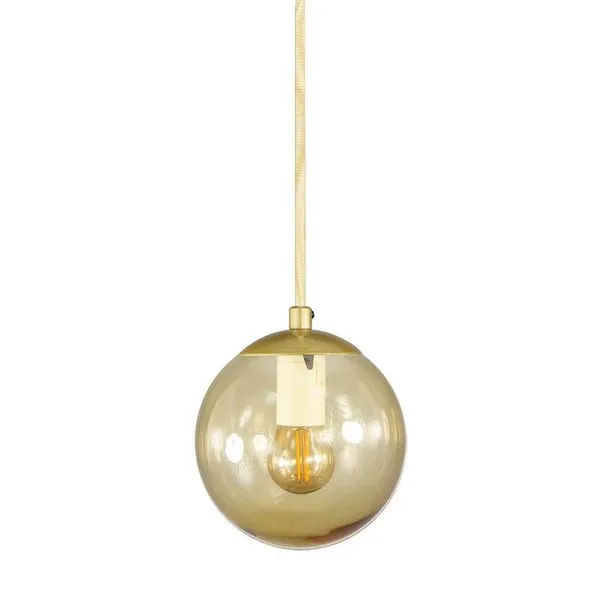 Pendente Globo Esfera De Vidro âmbar 14cm - Ouro