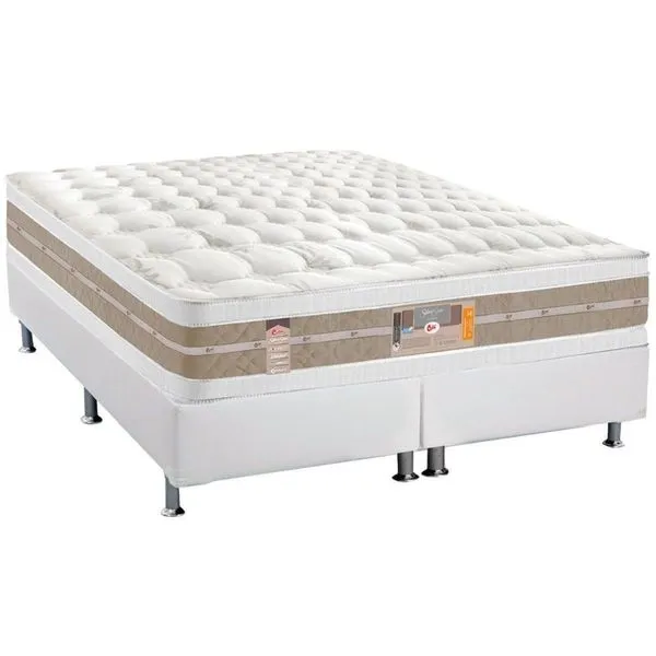 Kit Cama Box Colchão King Molas Ensacadas Euro Pillow Branco Ortobom