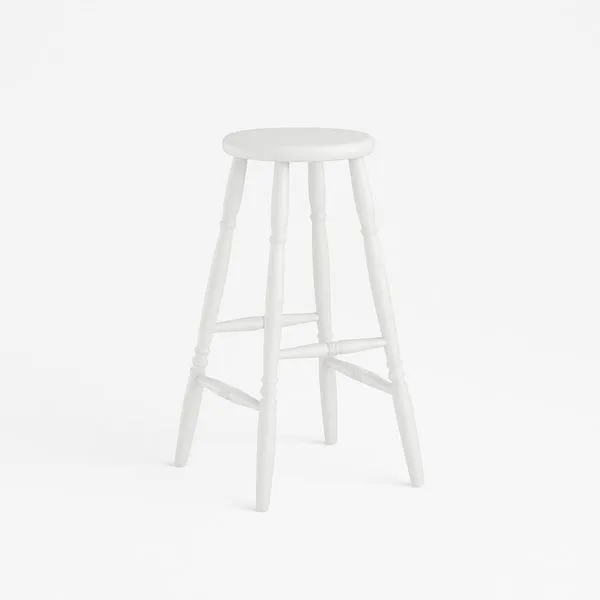 Banqueta Alta em Madeira Maciça 75cm Branco 170B Piratini